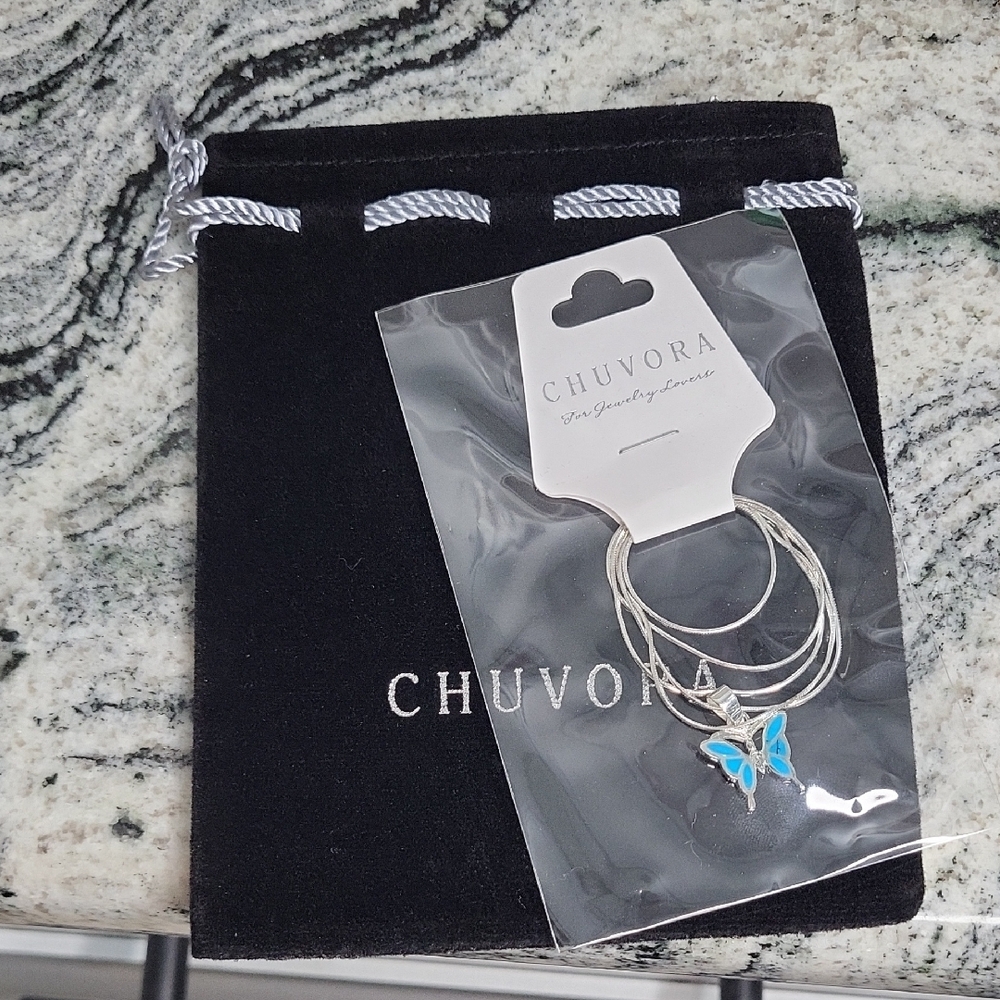 Chuvora Silver Butterfly Charm Bracelet